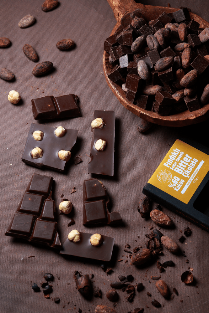 Sugar-Free, Gluten-Free Vegan Stevia 60% Dark Hazelnut Chocolate (Ketogenic and Diabetic Chocolate) | Aroha