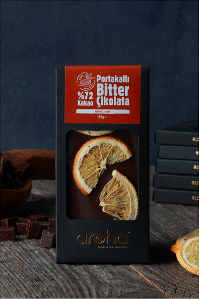 Orange Dark Chocolate Vegan Gluten Free - 72% Cacao | Aroha