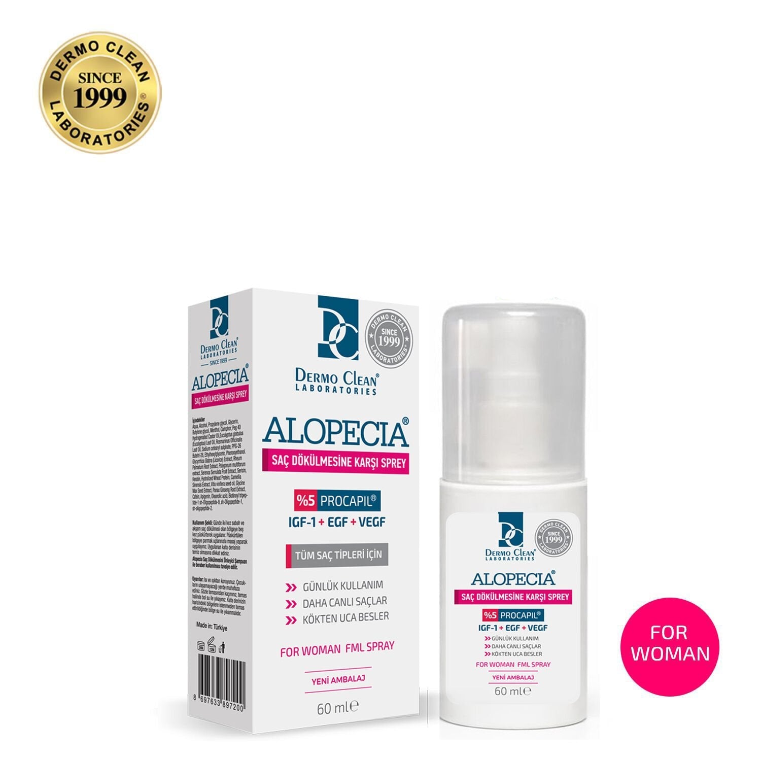 Alopecia GR+ 5袋 Alopecia Anti Hair Loss For Women Spray 60 ml - 5% Procapil and