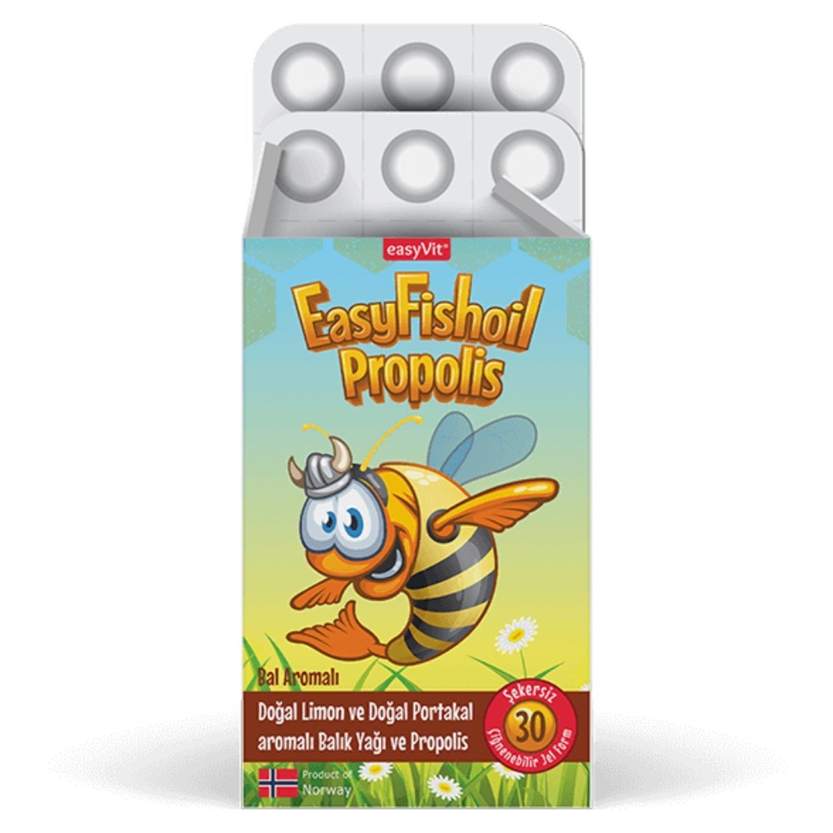 Easy Fish Oil Omega3 + Propolis Chewable 30 Tablets Easyvit Lujain