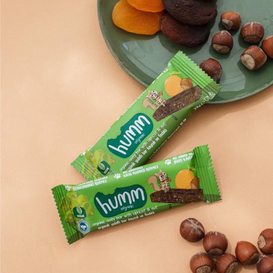Organic Vegan Apricot and Hazelnut Oatmeal Bar Snack Pack - 12 pieces | Humm Organic