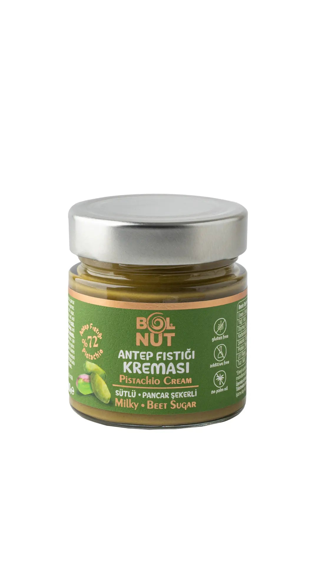 Pistachio Cream 72% Pistachio - Milky - Beet Sugar 200 g | Bolnut