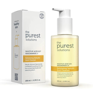 Anti Acne And Blackheads Purifying Cleansing Gel For Oily And Combination Skin 200 Ml (0,5% Salicylic Acid, 1% Niacinamide) - The Purest Solutions - Lujain Beauty