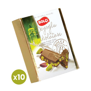 Beyoğlu Chocolate with Pistachio and Milk 60gr | Bolci X 10 Pieces - Lujain Beauty