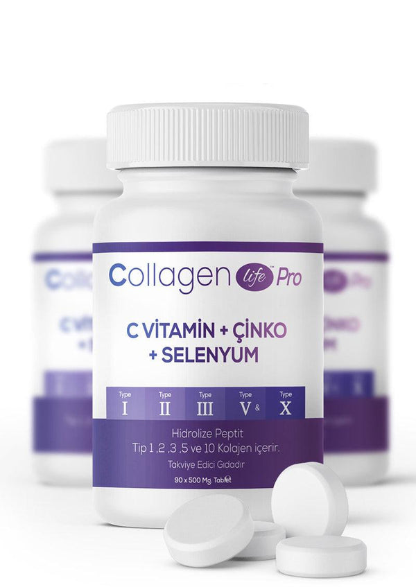 Collagen Life Pro 5 Type Collagen Type 1, Type 2, Type 3, Type 5, Type 10 - 90 Tablet X3 - Lujain Beauty