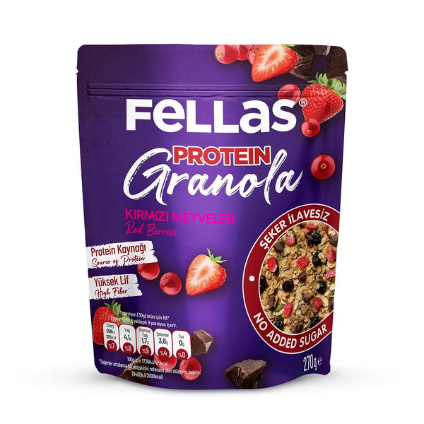 Fellas Granola - Red Berries & Protein Bar With Particles 270 gr - Lujain Beauty