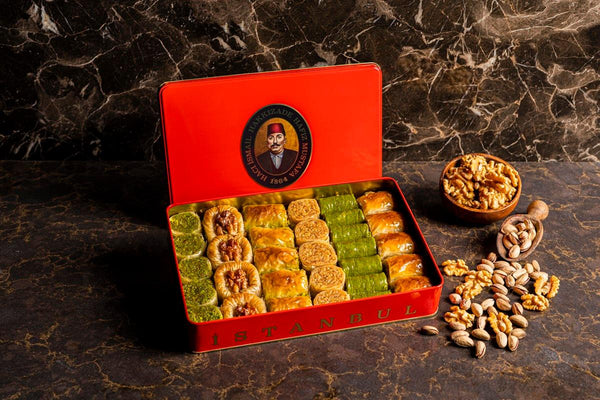Pistachio-Walnut Baklava Assortment (M Metal Box) 1,300 gr - Lujain Beauty
