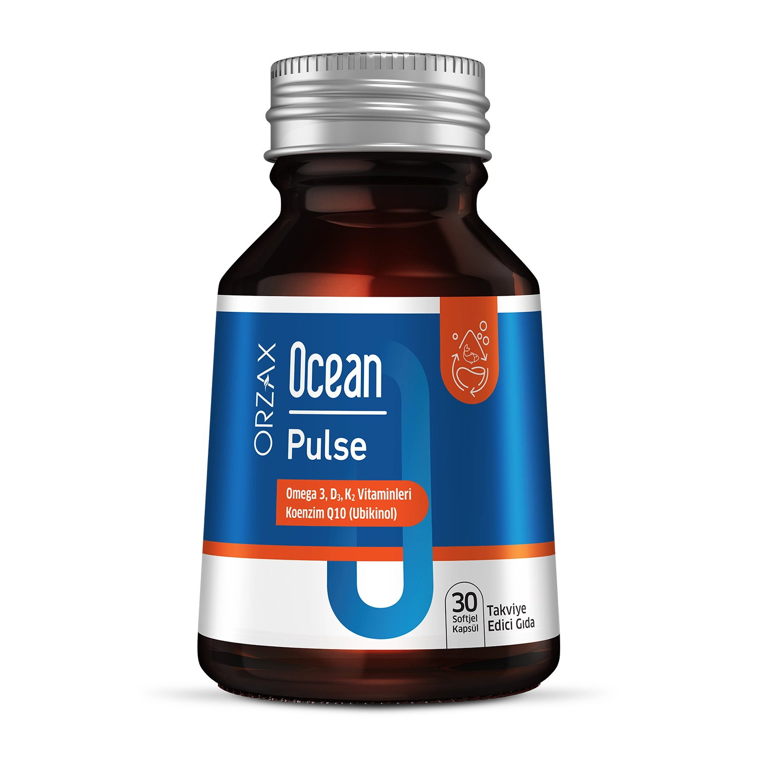 Orzax Ocean Pulse – Omega 3, D3, K2 & CoQ10 (Ubiquinol) | 30 Softgel Capsules