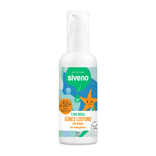 Siveno | 100% Natural Children's Sun Lotion Anti-Blemish Moisturizing Herbal Vegan UVA UVB SPF50 100 ml