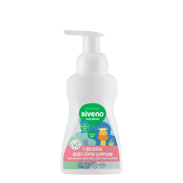 Siveno | 100% Natural Baby Foam Shampoo Moisturizing For Newborn Hair and Body Herbal Vegan 250 ml