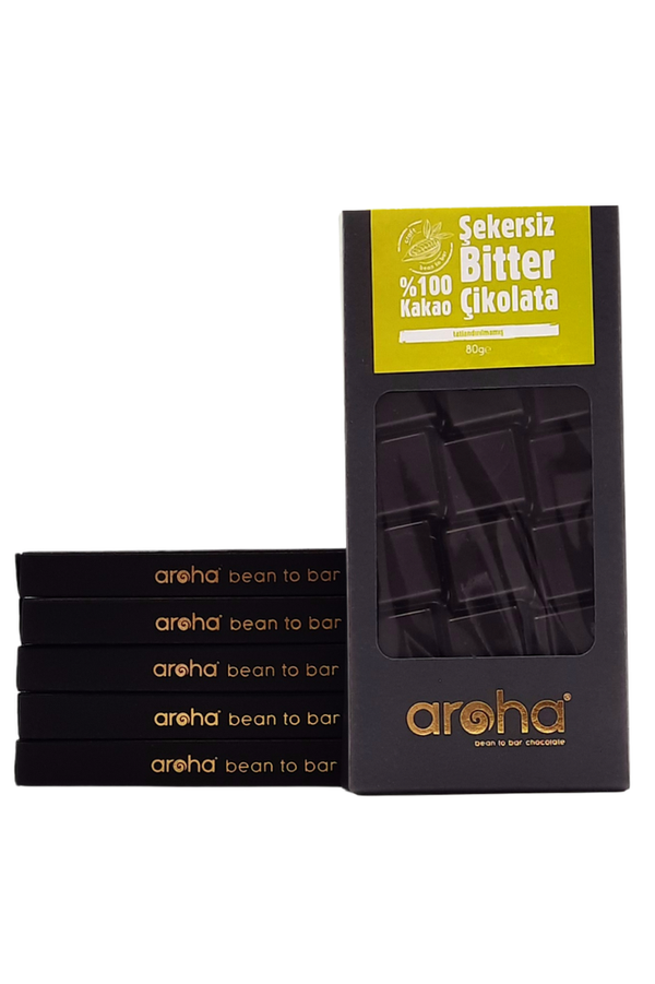 Sugar-Free, Gluten-Free, Vegan Dark Chocolate - 100% Dark - 6 Pieces | Aroha