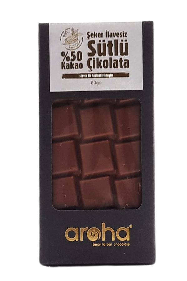 Sugar-Free, Gluten-Free, Ketogenic Milk Chocolate with Stevia - 50% Cacao | Aroha