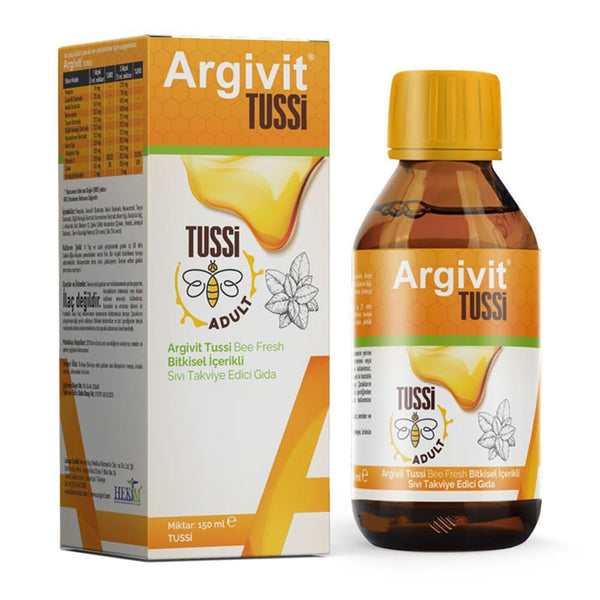 Argivit Tussi Adult Syrup Liquid Supplementray Food Cough Relief with Natural Herbal Blend 150 ml