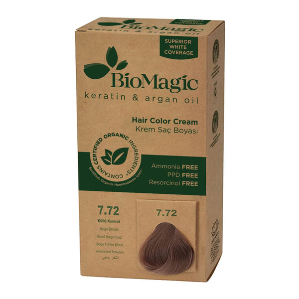 Ashy Auburn 7.72 - Bio Magic Organic Herbal Hair Dye Color Cream Ammonia Frees