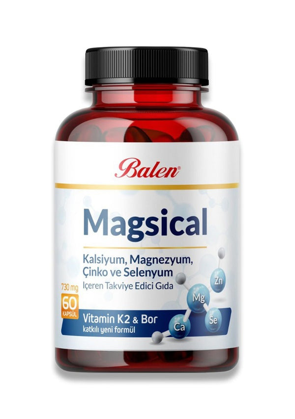 بالين ماجيكال مكمل غذائي الكالسيوم والمغنيسيوم والزنك والسيلينيوم 730 مجم - 60 كبسولة | Balen Magical 
