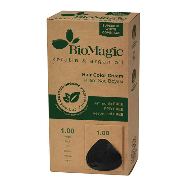 Black  1.00 - Bio Magic Organic Herbal Hair Dye Color Cream Ammonia Frees