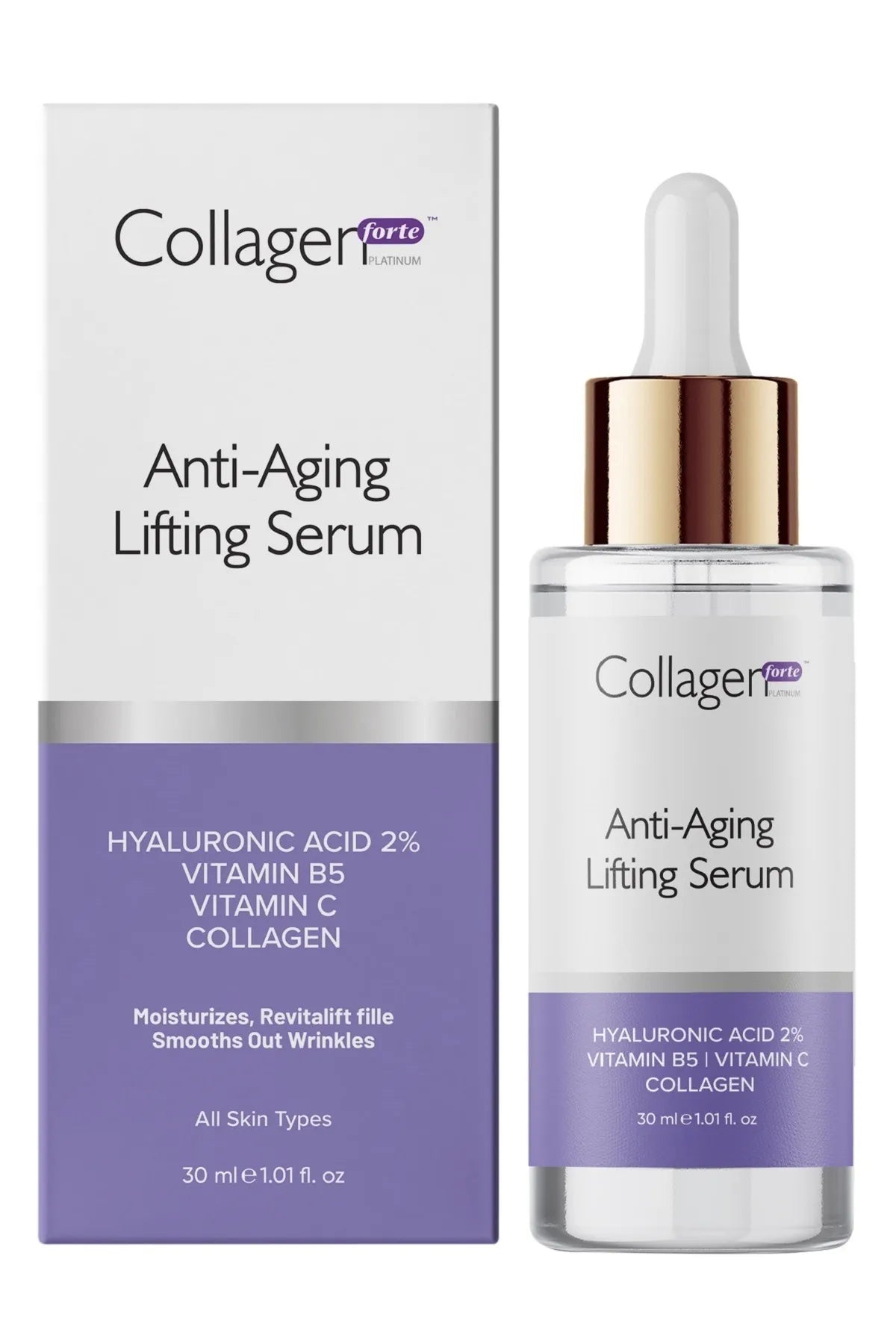 Collagen Forte Platinum Hyaluronic Acid Anti-Aging Firming Serum 30ml, – Lujain Beauty