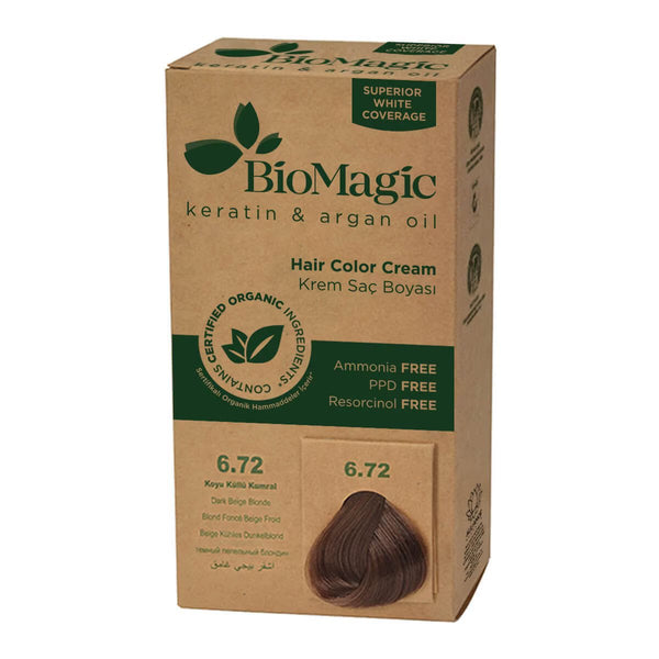 Dark Ashy Auburn 6.72 - Bio Magic Organic Herbal Hair Dye Color Cream Ammonia Frees