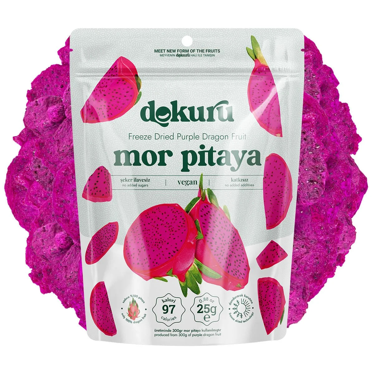 Freeze Dried Purple Dragon Fruit Chips - 25gr | Dokuru