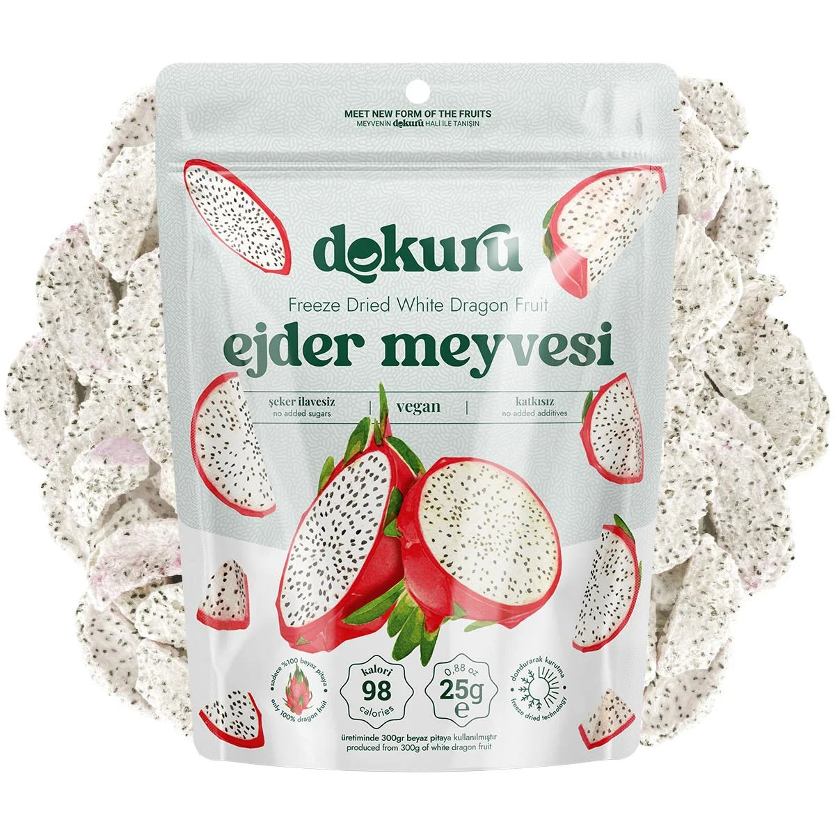 Freeze Dried White Dragon Fruit Chips - 25gr | Dokuru