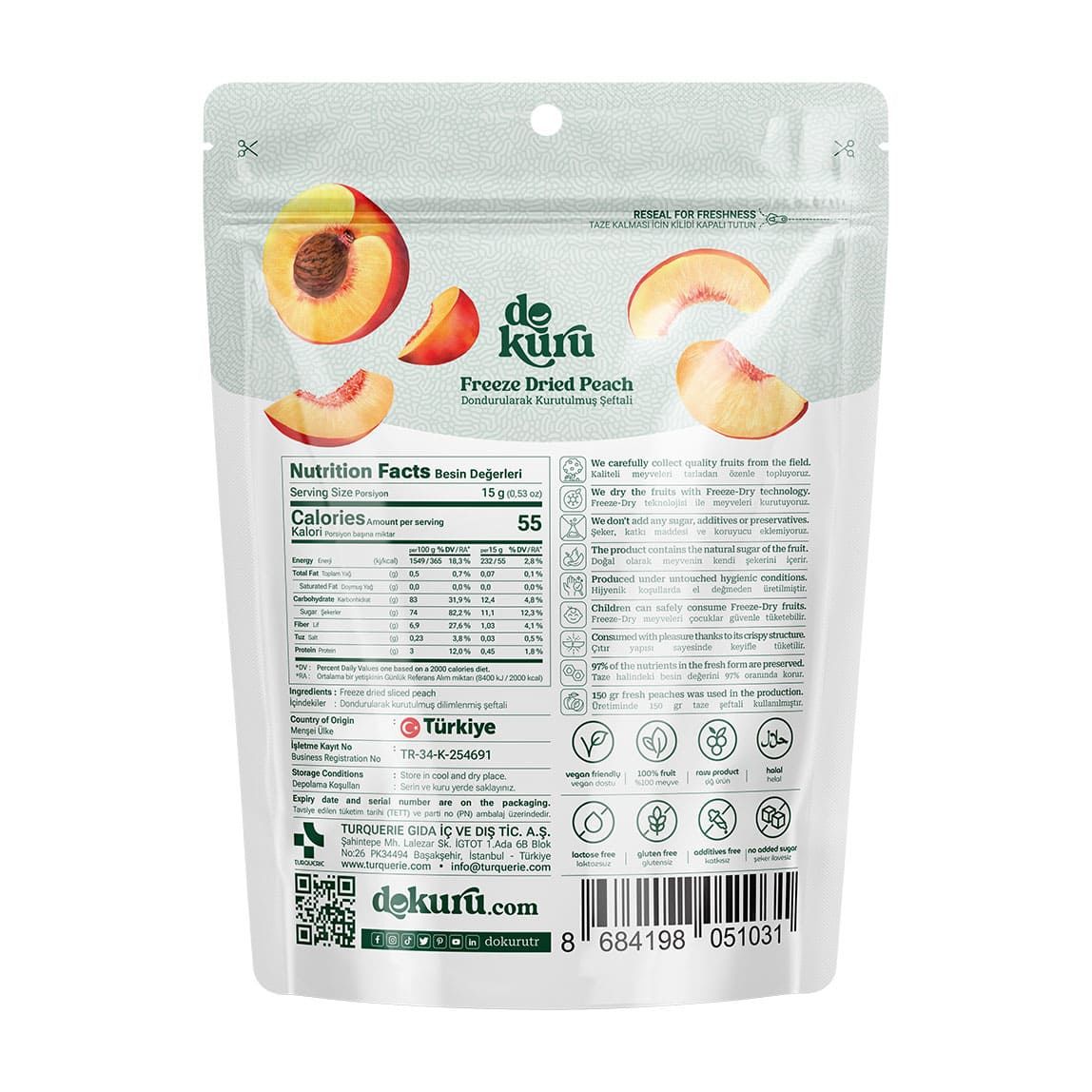 Freeze Dried Peach Fruit Chips - 25gr | Dokuru – Lujain Beauty
