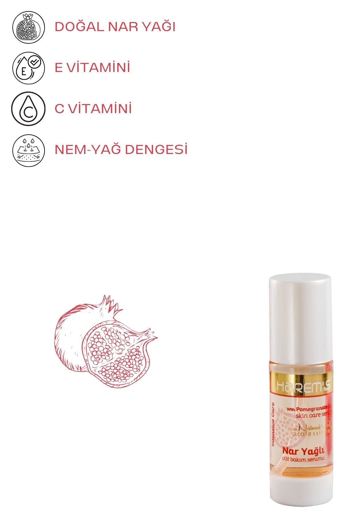 Harems Pomegranate Oil Skin Care Serum 100 ml
