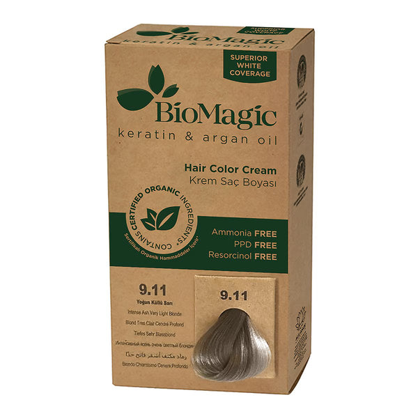 Intense Ash Blonde 9.11 - Bio Magic Organic Herbal Hair Dye Color Cream Ammonia Frees