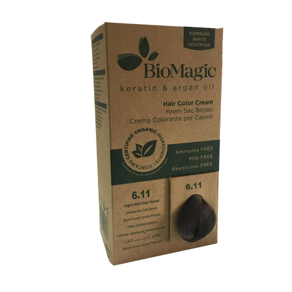 Intense Ashy Dark Auburn 6.11 - Bio Magic Organic Herbal Hair Dye Color Cream Ammonia Frees