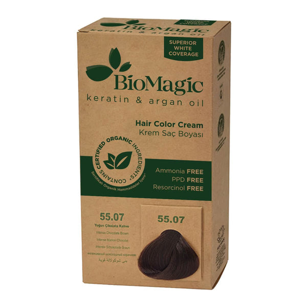 Intense Chocolate Brown 55.07 - Bio Magic Organic Herbal Hair Dye Color Cream Ammonia Frees