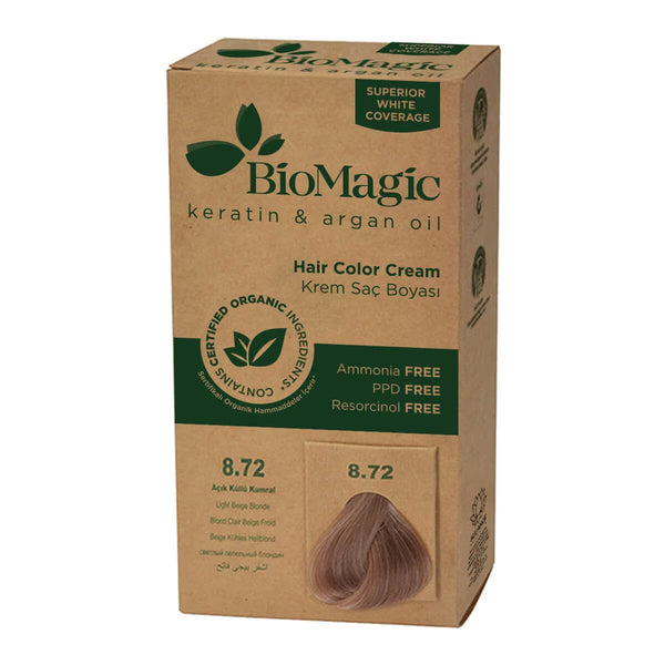 Light Ashy Auburn 8.72 - Bio Magic Organic Herbal Hair Dye Color Cream Ammonia Frees