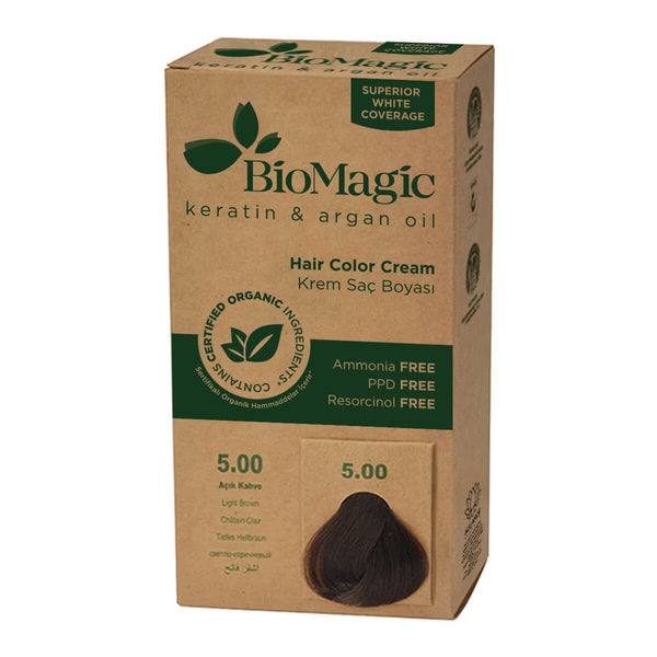 Light Brown 5.00 - Bio Magic Organic Herbal Hair Dye Color Cream Ammonia Frees