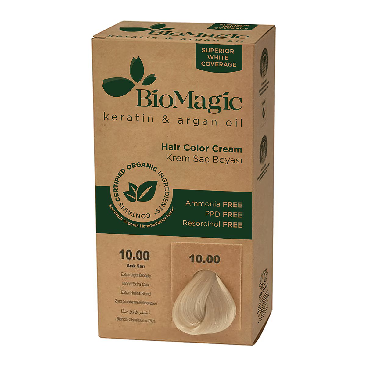 Light Yellow 10.00 - Bio Magic Organic Herbal Hair Dye Color Cream Ammonia Frees
