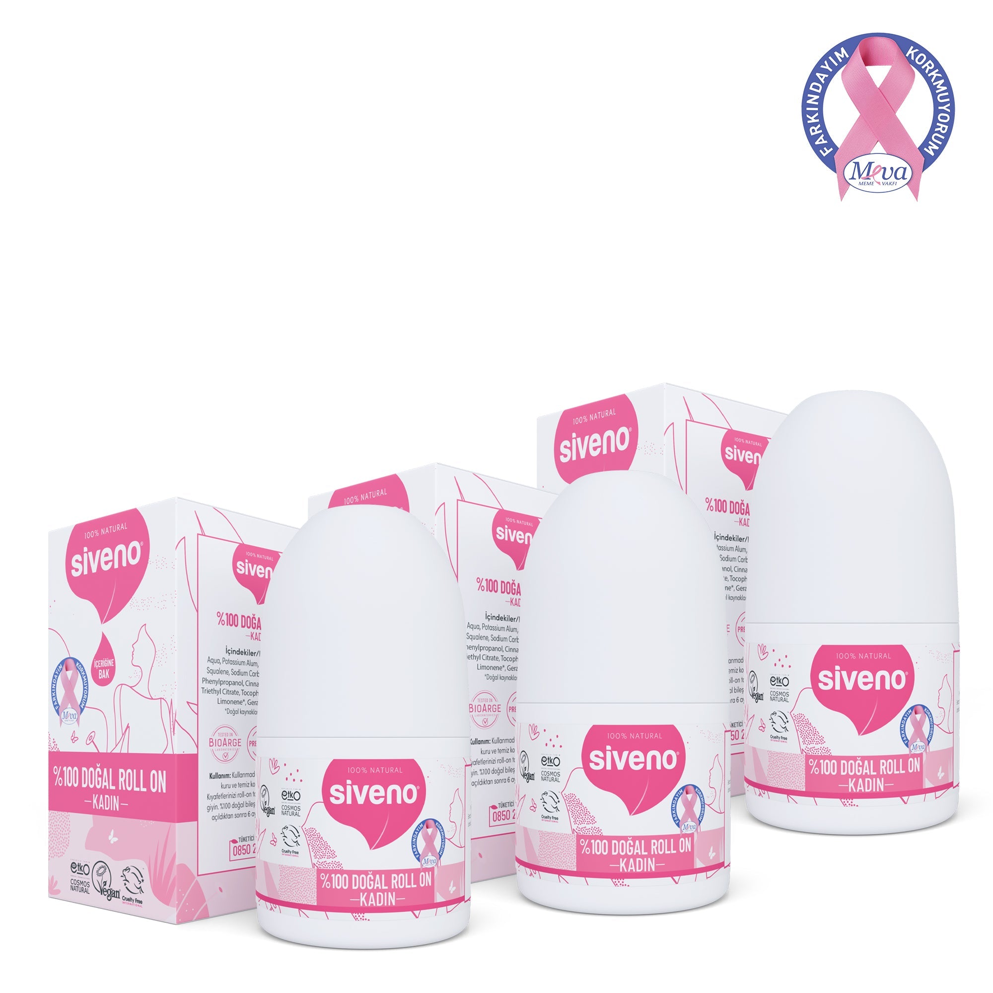 Natural 100% Women's Roll-On X3 Deodorant Prevents Sweat Odor and Does Not Leave Stains Herbal Roll-On 50ml X3 | Siveno