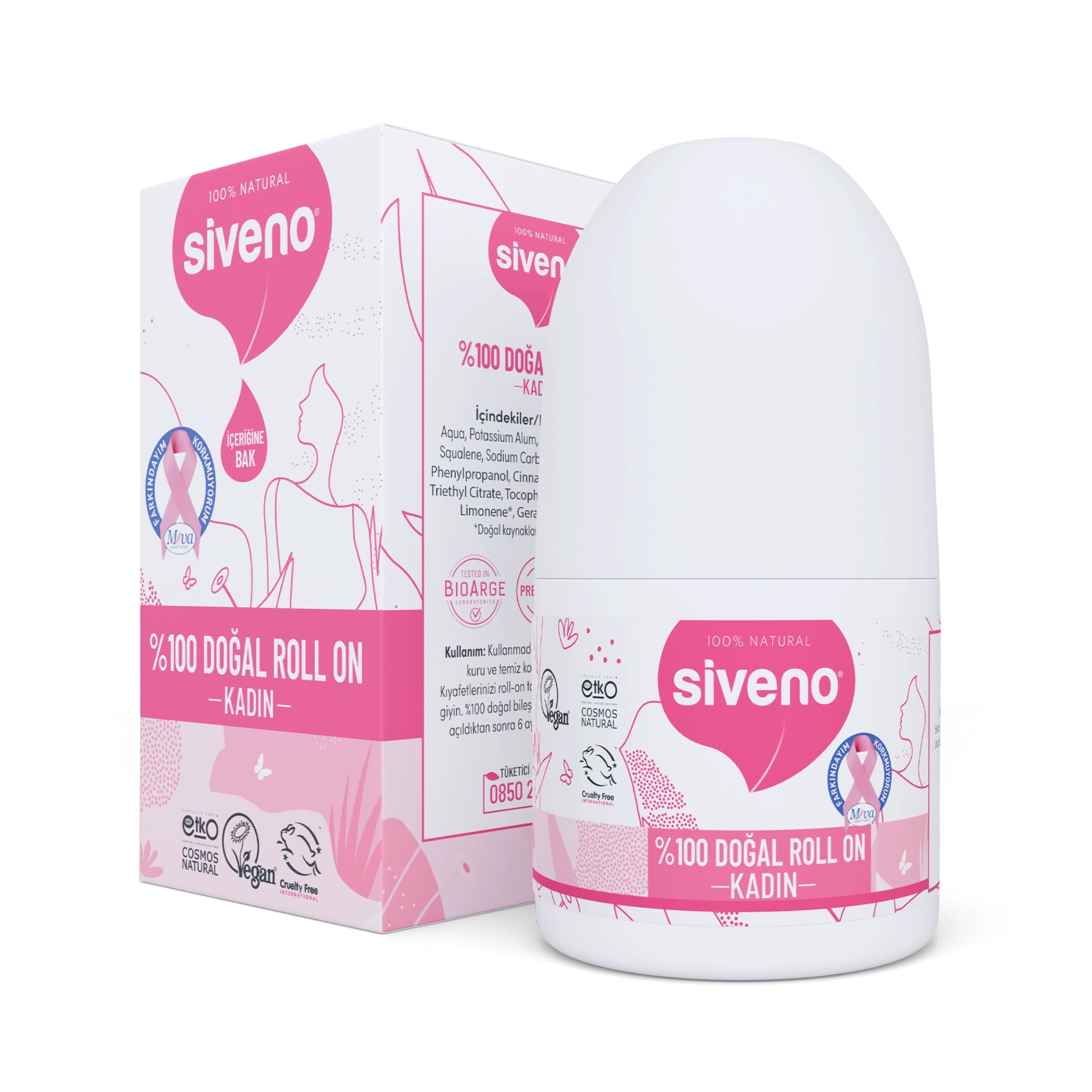 Natural 100% Women's Roll-On Deodorant Prevents Sweat Odor and Does Not Leave Stains Herbal Roll-On 50ml