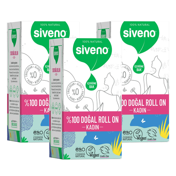 Natural 100% Women's Roll-On Deodorant Prevents Sweat Odor and Does Not Leave Stains Herbal Roll-On 50ml x3 | SIVENO