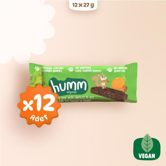 Organic Vegan Apricot and Hazelnut Oatmeal Bar Snack Pack - 12 pieces | Humm Organic
