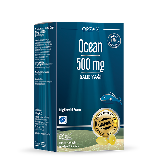 Orzax Ocean 500 mg 60 Softgel Capsules 500 mg Fish Oil Lemon Flavored