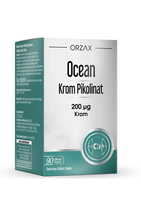 Orzax Ocean Chromium Picolinate 200 mcg 90 Herbal Capsules