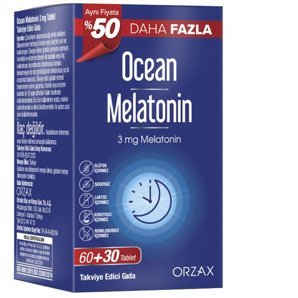 Orzax Ocean Melatonin 3 Mg 60 + 30 Tablet