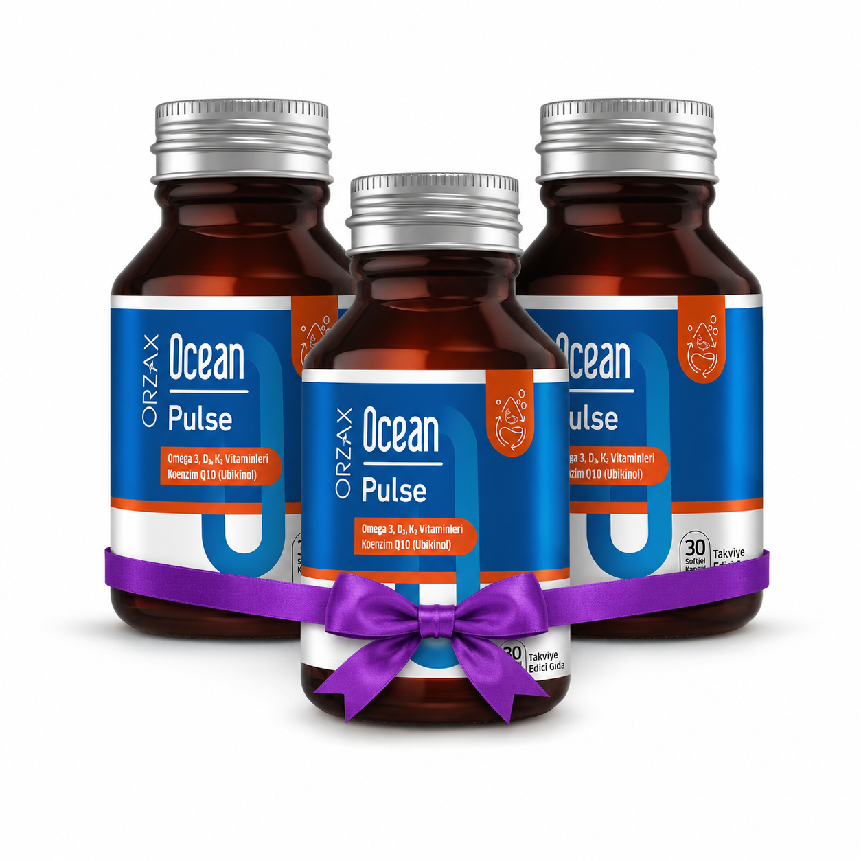فيتامين دال D3 وأوميغا3 زيت السمك  30  كبسولة أورزاكس أوشن | Orzax Ocean عدد 3 عبوات