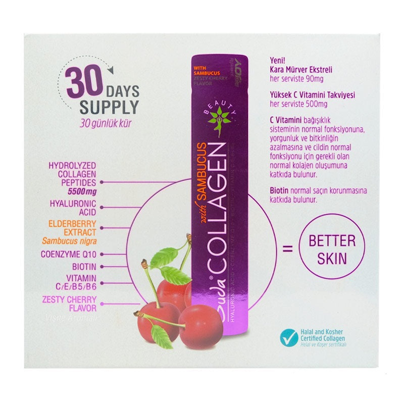 Ready-to-Drink Liquid Hydrolyzed Collagen Peptides 40 ml X 30 Shots Sambucus Nigra  Suda Collagen
