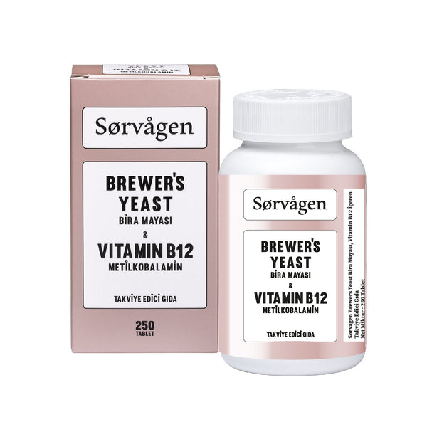 خميرة البيرة سورفاجين + فيتامين B12 – 250 قرص | غني بالبروتين وفيتامينات B والمعادن | Sorvagen Brewer’s Yeast 