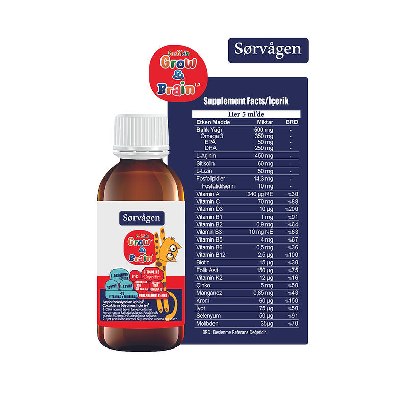 Sorvagen Grow & Brain For Kids Liquid 150 ML
