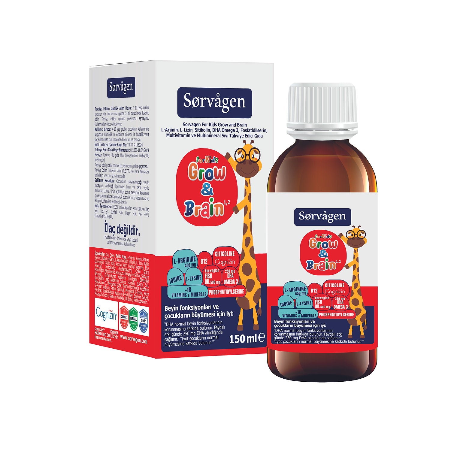 Sorvagen Grow & Brain For Kids Liquid 150 ML
