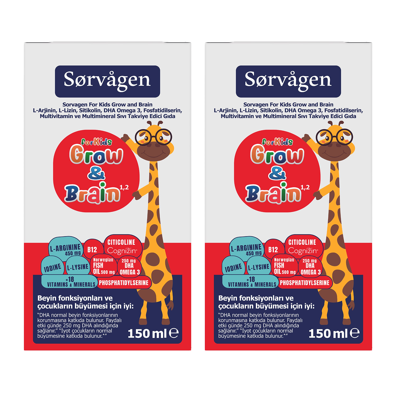 Sorvagen Grow & Brain For Kids Liquid 150 ML X 2