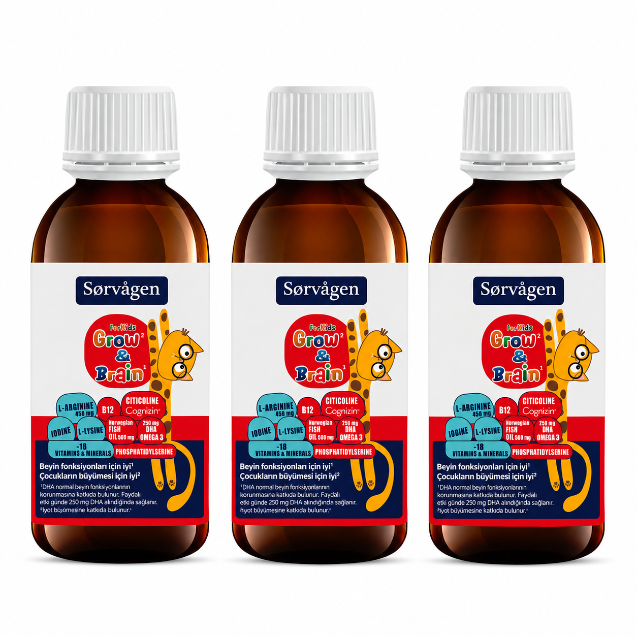 Sorvagen Grow & Brain For Kids Liquid 150 ML X 3