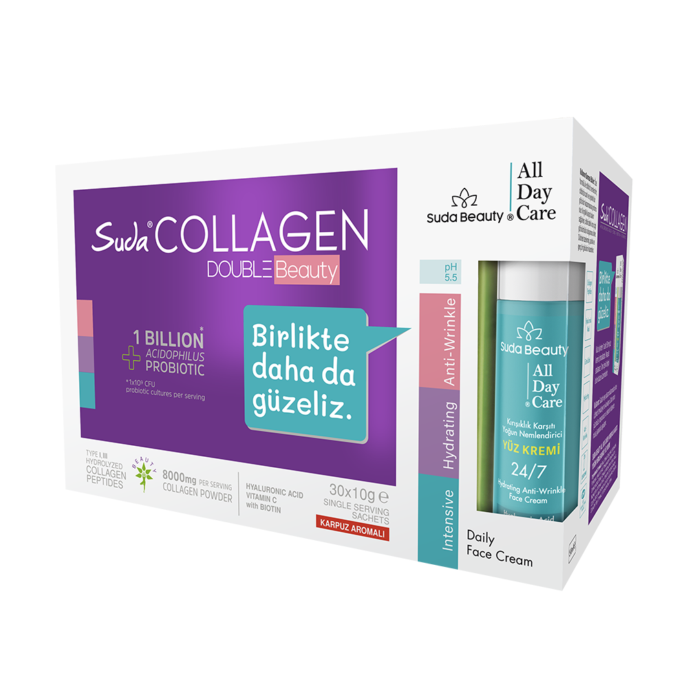 كولاجين الجمال دبل بيوتي بطعم البطيخ 10 جم × 30 كيس | Suda Collagen