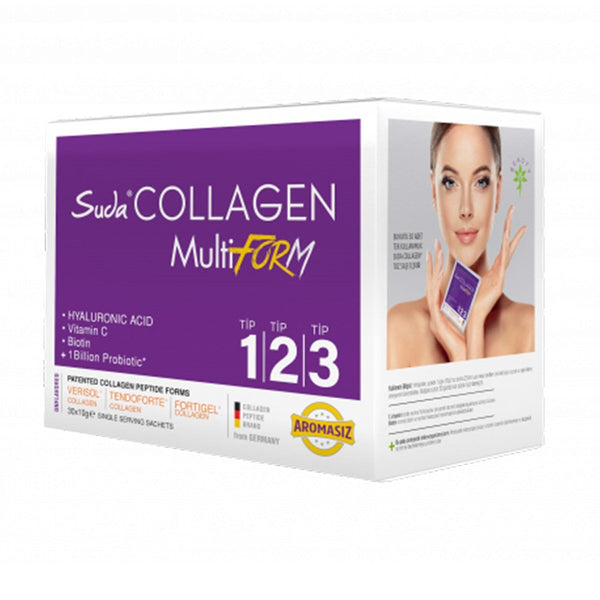 Suda Collagen Multiform 10 gr x 30 Sachet With Probiotic, Vitamin C and Hyaluronic Acid