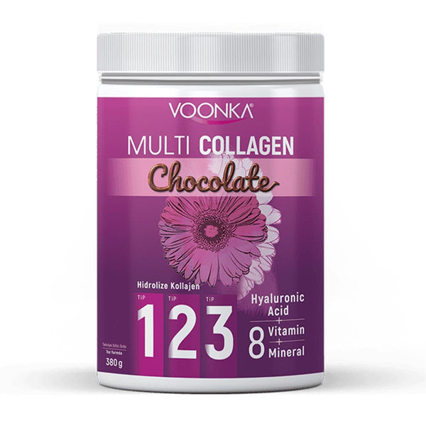 Voonka Multi Collagen Powder Chocolate 300 gr Collagen Supplement Containing Vitamin C