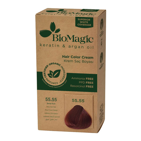 Wine Red 55.55 - Bio Magic Organic Herbal Hair Dye Color Cream Ammonia Frees